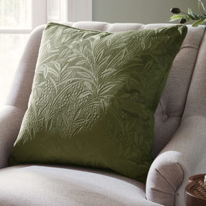 Laura Ashley Barley Embossed Olive Green Cushion